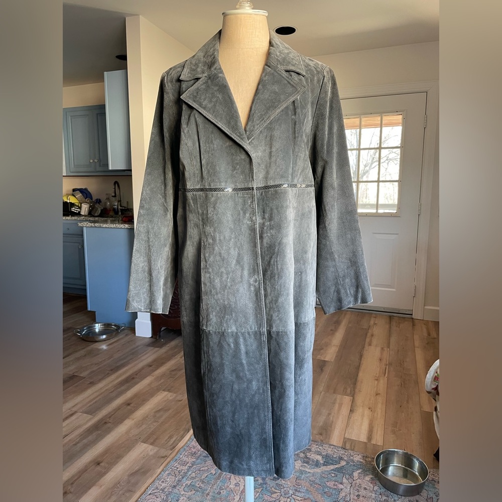 Bradley Suede Leather dark gray coat size medium